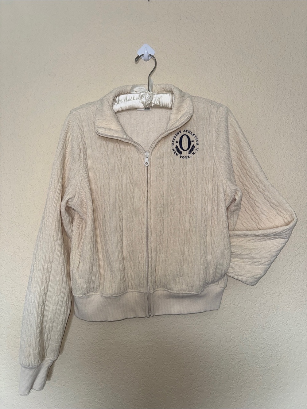 Offline by aerie Cream Cable-Knit Jacket